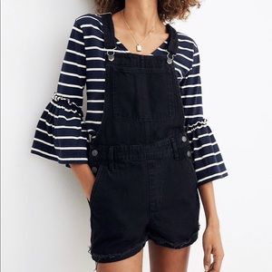 Madewell Adirondack Short Overalls in Washed Black